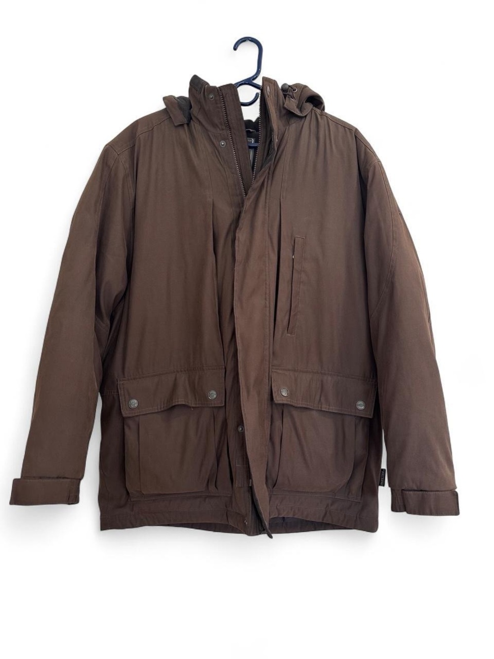 Vintage Pacific Trail Brown Military-Style Field Jacket with Hood - Large